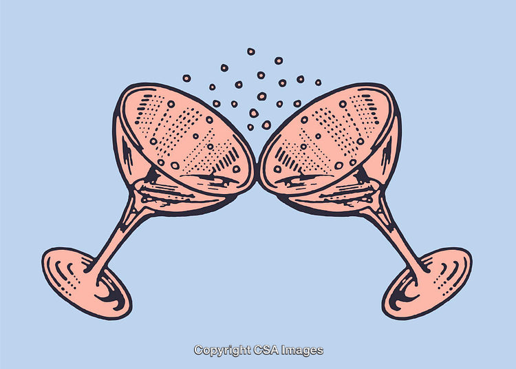 Colorful Illustration of Champagne Flutes in Celebration Cheers