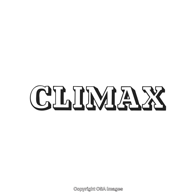 Bold Text Illustration Featuring The Word Climax in Black and White