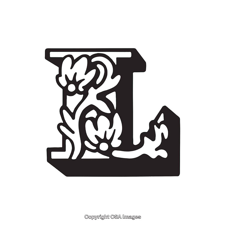 Elegant Ornamental Letter L with Floral Decorative Elements