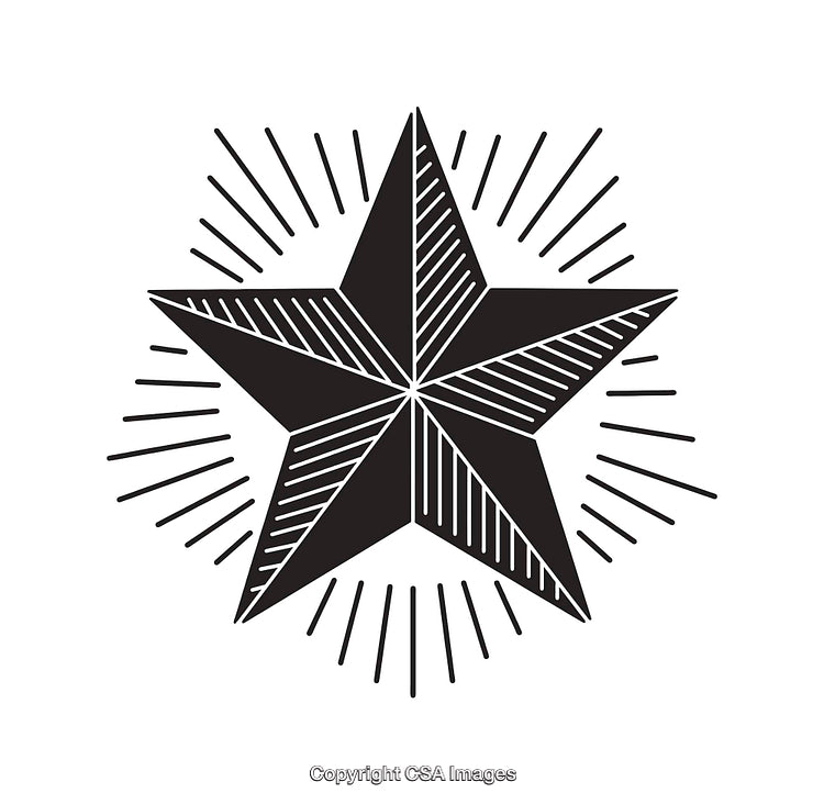 Black And White Line Art Star Illustration With Radiating Lines