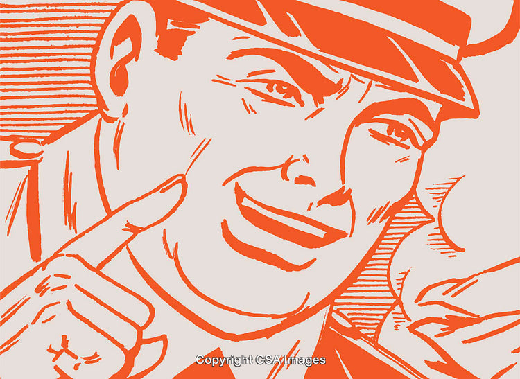 Retro Illustration of a Smiling Man in a Uniform in Vibrant Colors