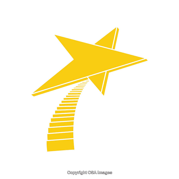 Yellow Star Icon with a Stairway on a White Background