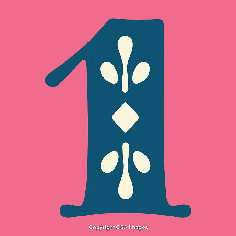 Stylized Number One Design with Decorative Pattern on Pink Background