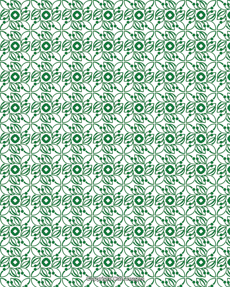 Decorative Green Floral Pattern With Nature Inspired Elements Background