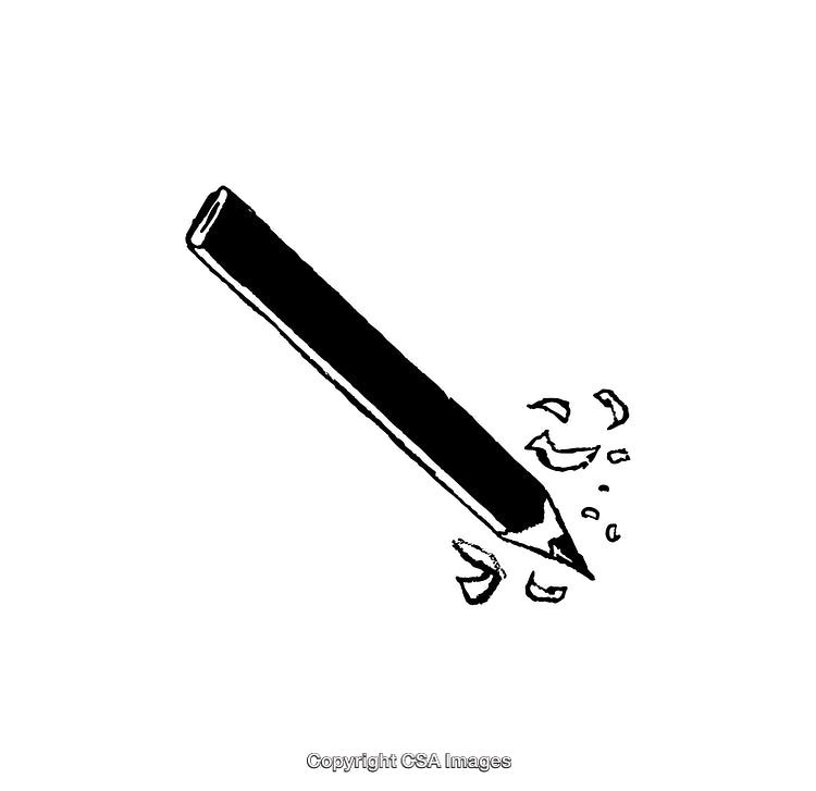Illustration of a Broken Pencil in Black and White Line Art Style