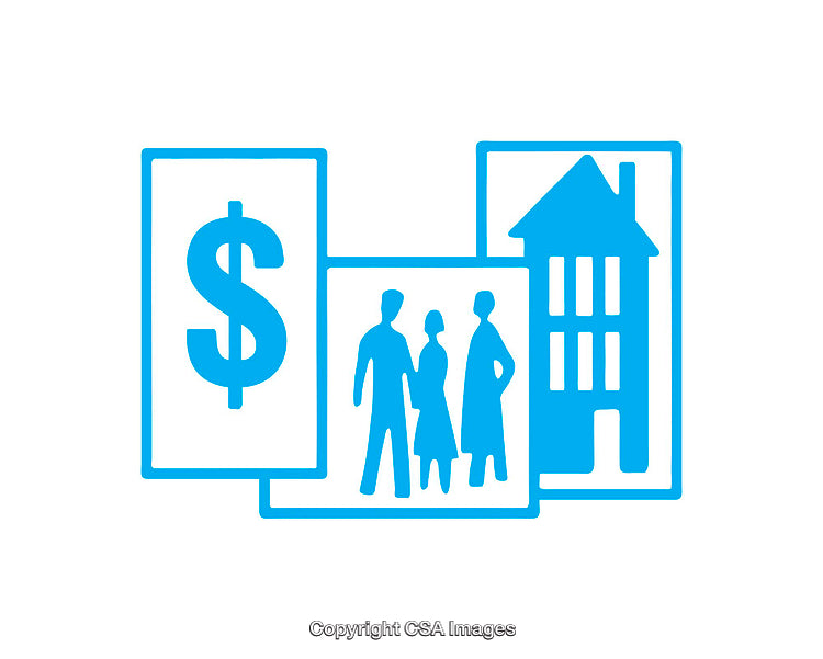 Blue Icon Art Representing Finance, Family, and Real Estate Concepts