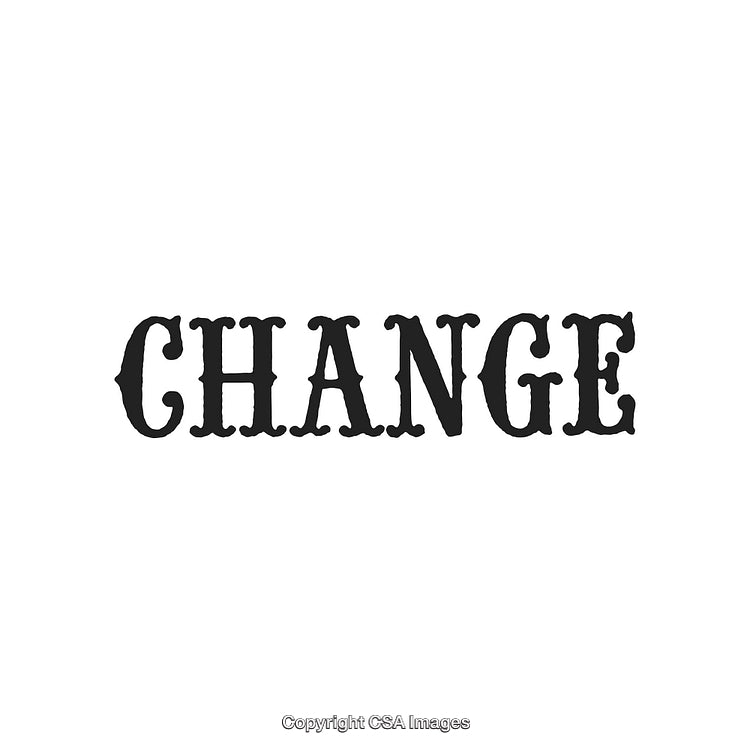 Black Lettering of the Word Change on a Plain White Background
