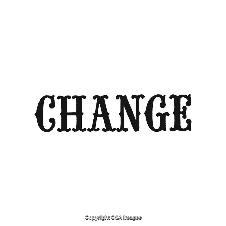 Black Lettering of the Word Change on a Plain White Background