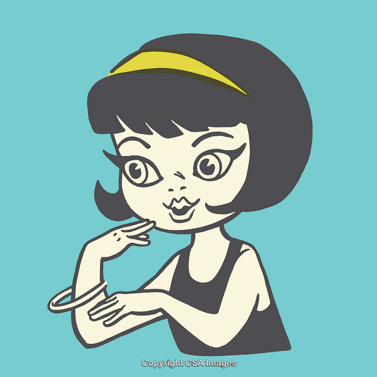 Retro Styled Pop Art Illustration of a Stylish Woman on a Blue Background