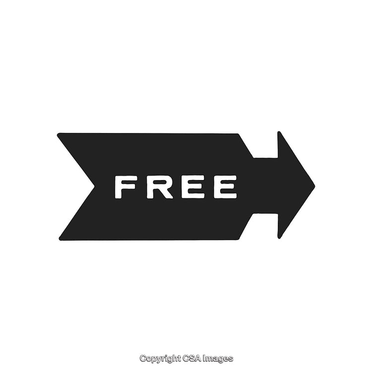 Black Arrow Icon With 'Free' Text Isolated on White Background
