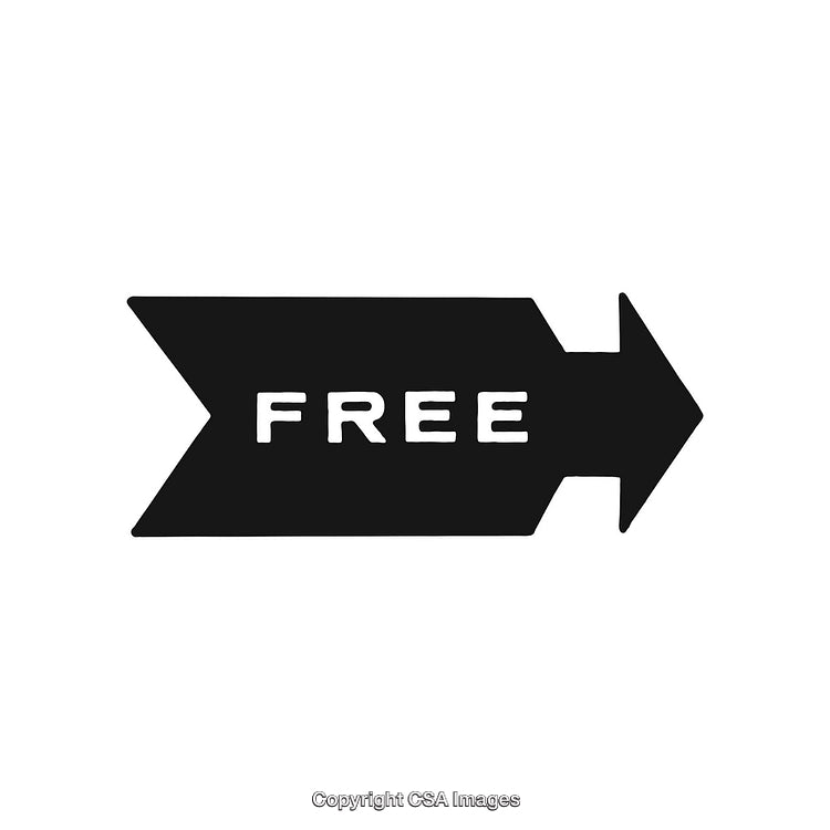 Black Arrow Icon With 'Free' Text Isolated on White Background