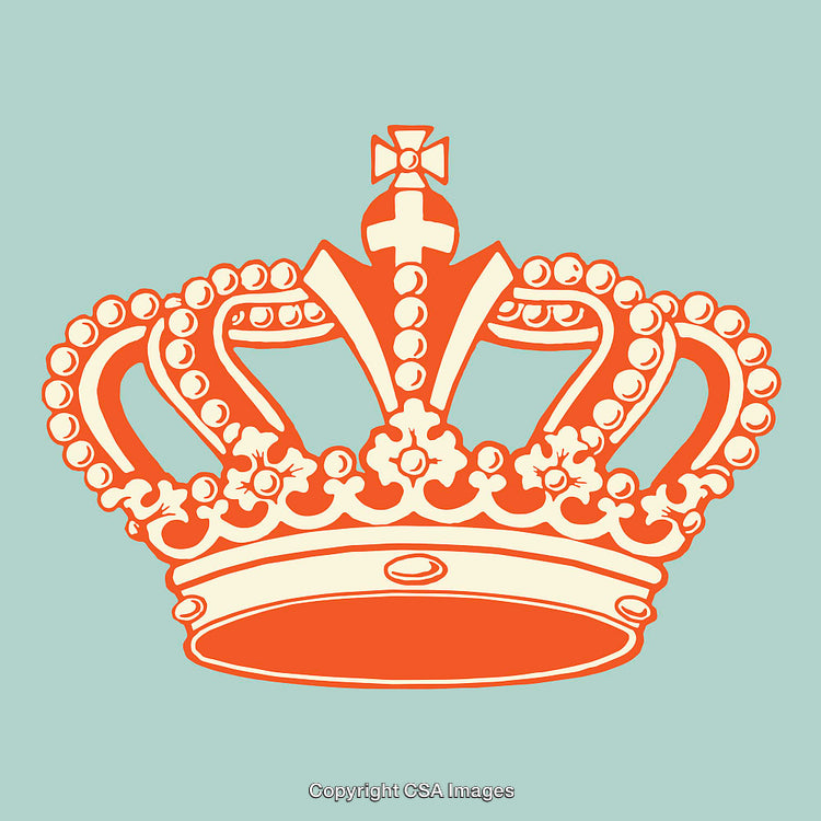Elegant Red Crown Illustration Showcasing Royalty on a Blue Background