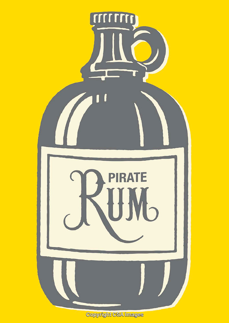 Colorful Illustration of a Vintage Pirate Rum Bottle Template Design