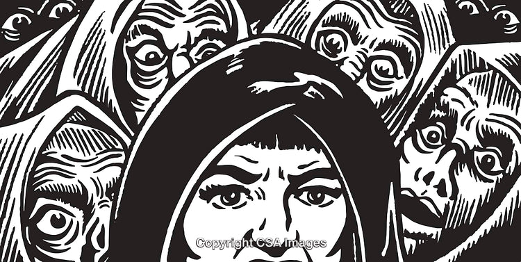 Monochromatic Illustration Portraying Mysterious Cloaked Figures in Expressive Detail