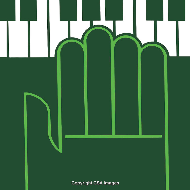 Abstract Green Hand and Keyboard Illustration in Minimalist Line Art Style