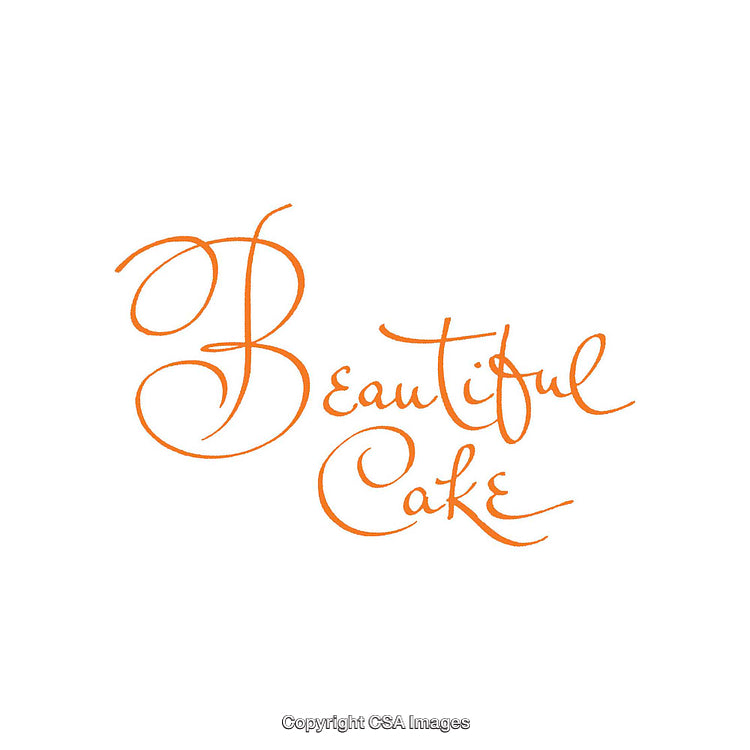 Elegant Orange Lettering of Beautiful Cake on White Background