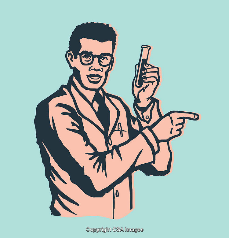 Retro Style Illustration of a Scientist Holding a Test Tube