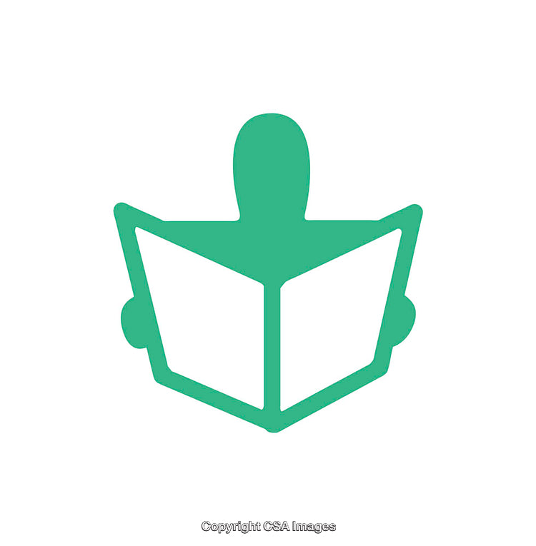 Minimalist Green Figure Holding an Open Book Icon Design
