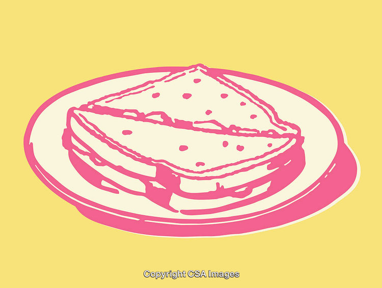 Colorful Line Art Illustration of a Sandwich on a Plate