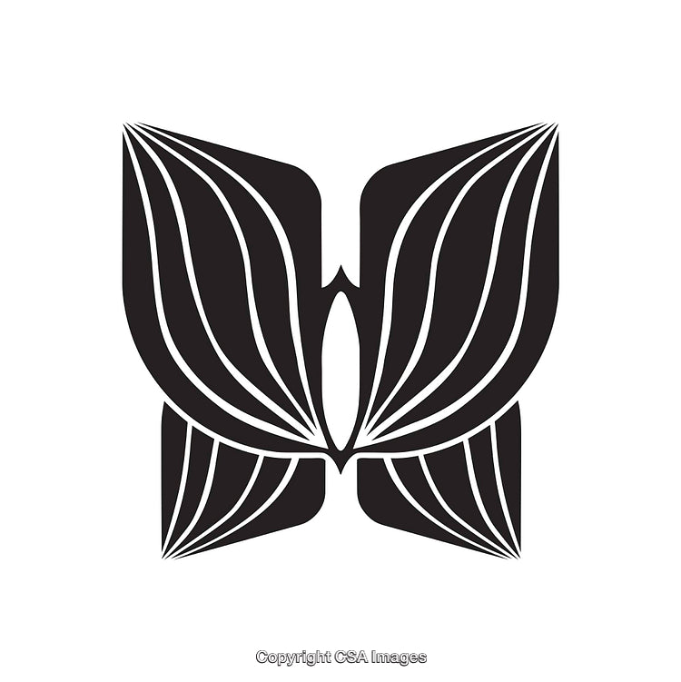 Abstract Black and White Line Art Symbol with Geometric Design