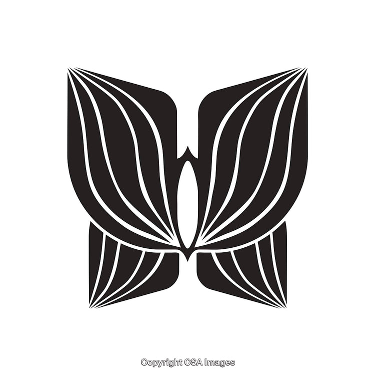 Abstract Black and White Line Art Symbol with Geometric Design