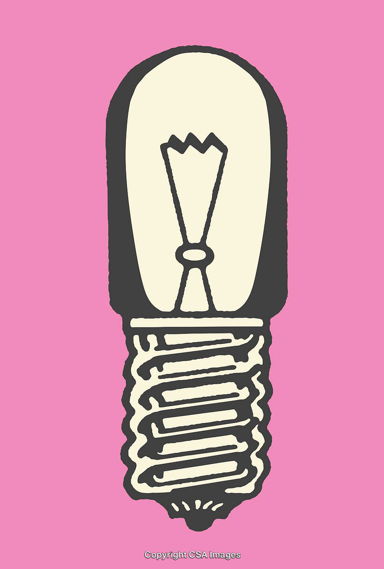Vintage Illustration of a Light Bulb on a Pink Background