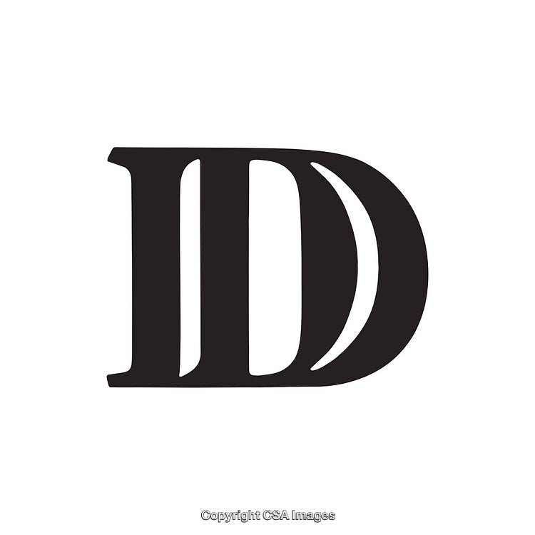 Isolated Black Letter "D" Design on a White Background