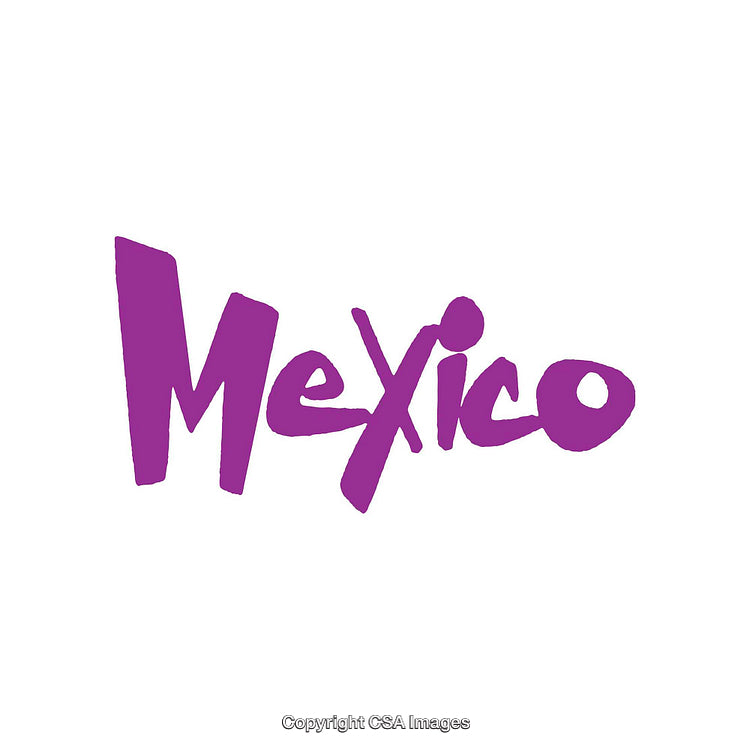 Purple Mexico Text with Stylish Font on White Background