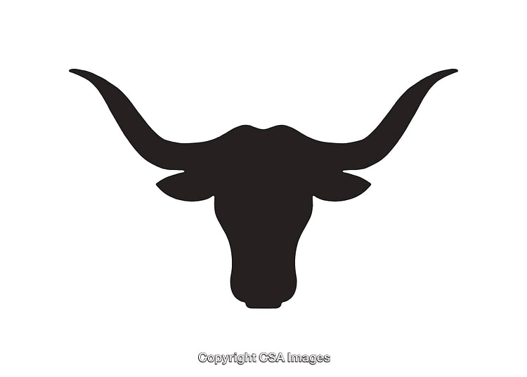 Black and White Silhouette of a Longhorn Cattle Head Icon