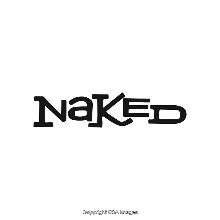 Black Stylized Word 'Naked' on a White Minimalist Background