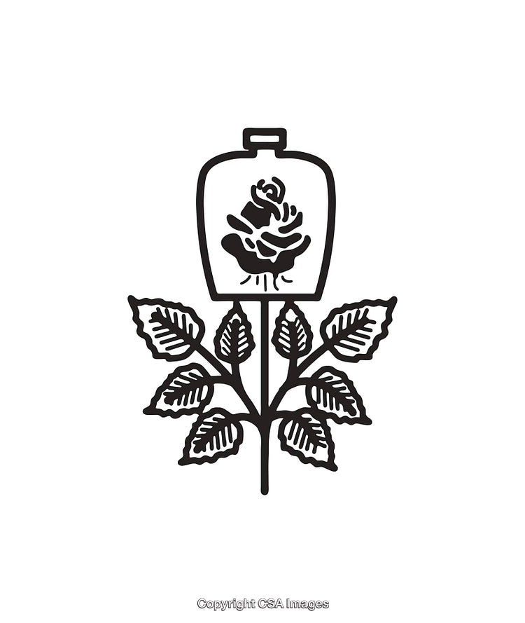 Elegant Line Art Illustration of a Rose Under a Glass Dome