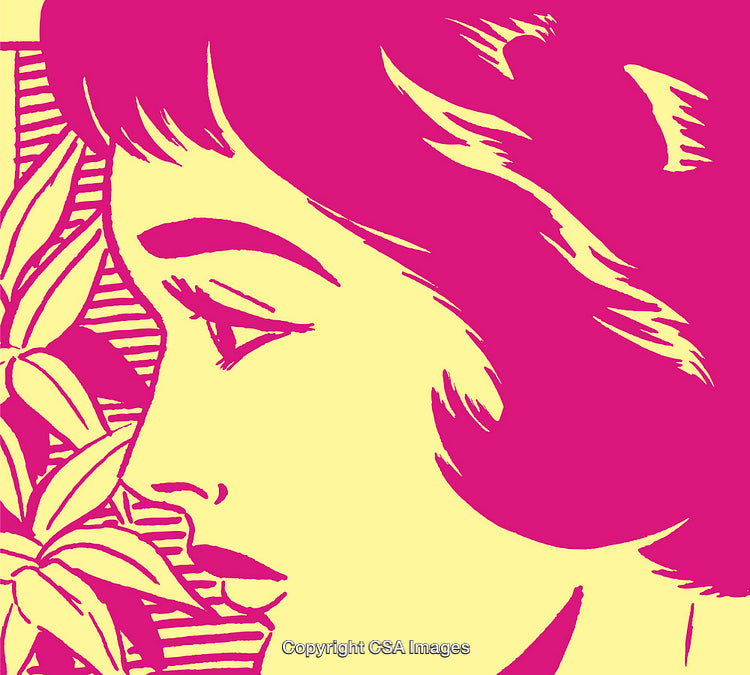 Colorful Pop Art Style Profile of a Woman with Vibrant Background