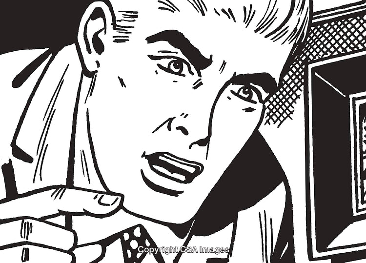 Retro Style Illustration of a Man Expressing Surprise or Shock