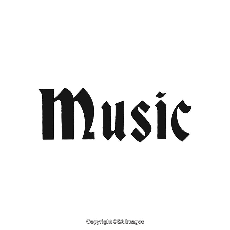 Elegant Gothic Typography Design Featuring the Word 'Music' on White Background