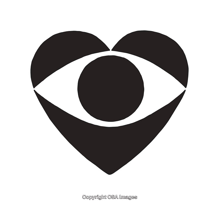 Abstract Heart and Eye Symbol in Black and White Art
