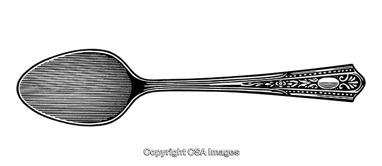 Elegant Black and White Engraving of a Decorative Spoon Design