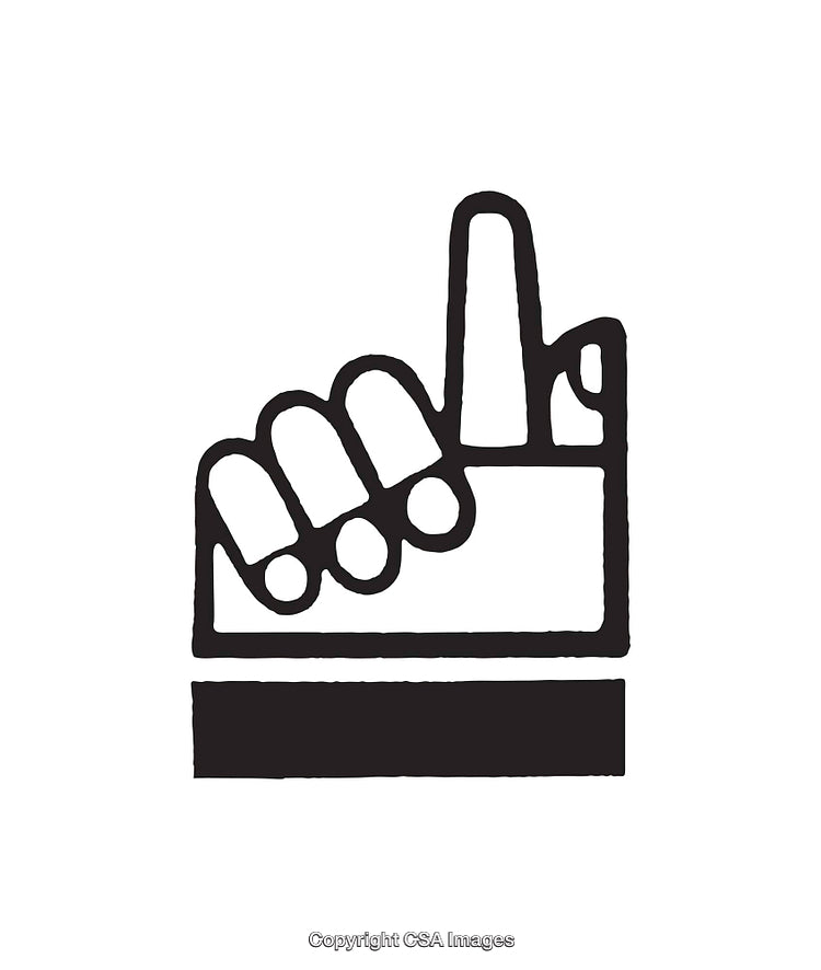 Black and White Line Art of Finger Sign Icon Design