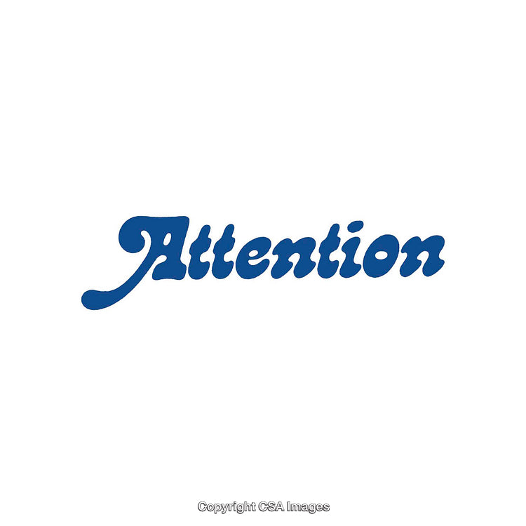 Blue Typeface Spelling "Attention" on Minimalistic White Background