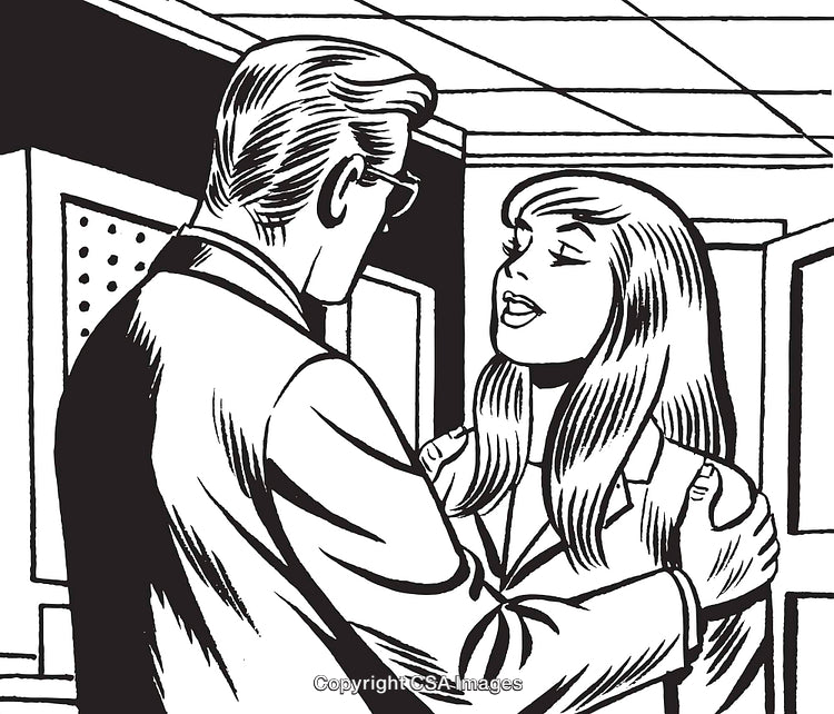 Retro Illustration of a Business Discussion Between Two Professionals