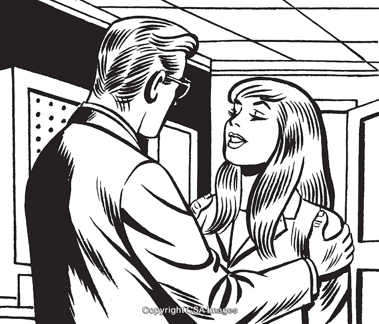 Retro Illustration of a Business Discussion Between Two Professionals