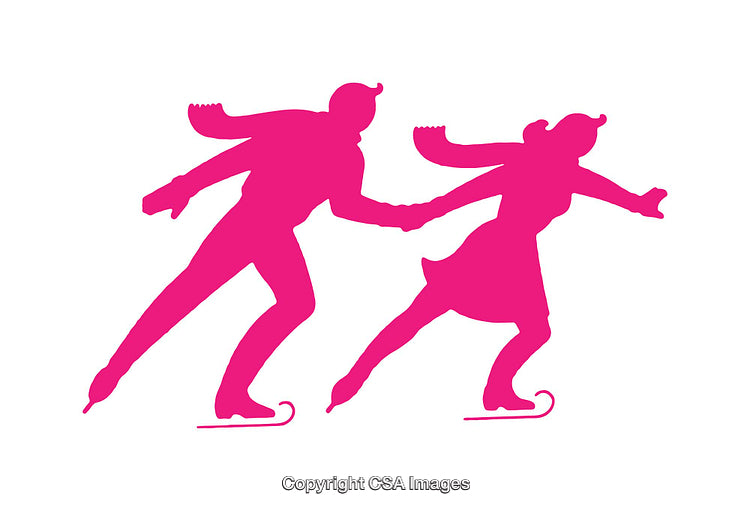 Silhouette of a Couple Ice Skating With Winter Accessories