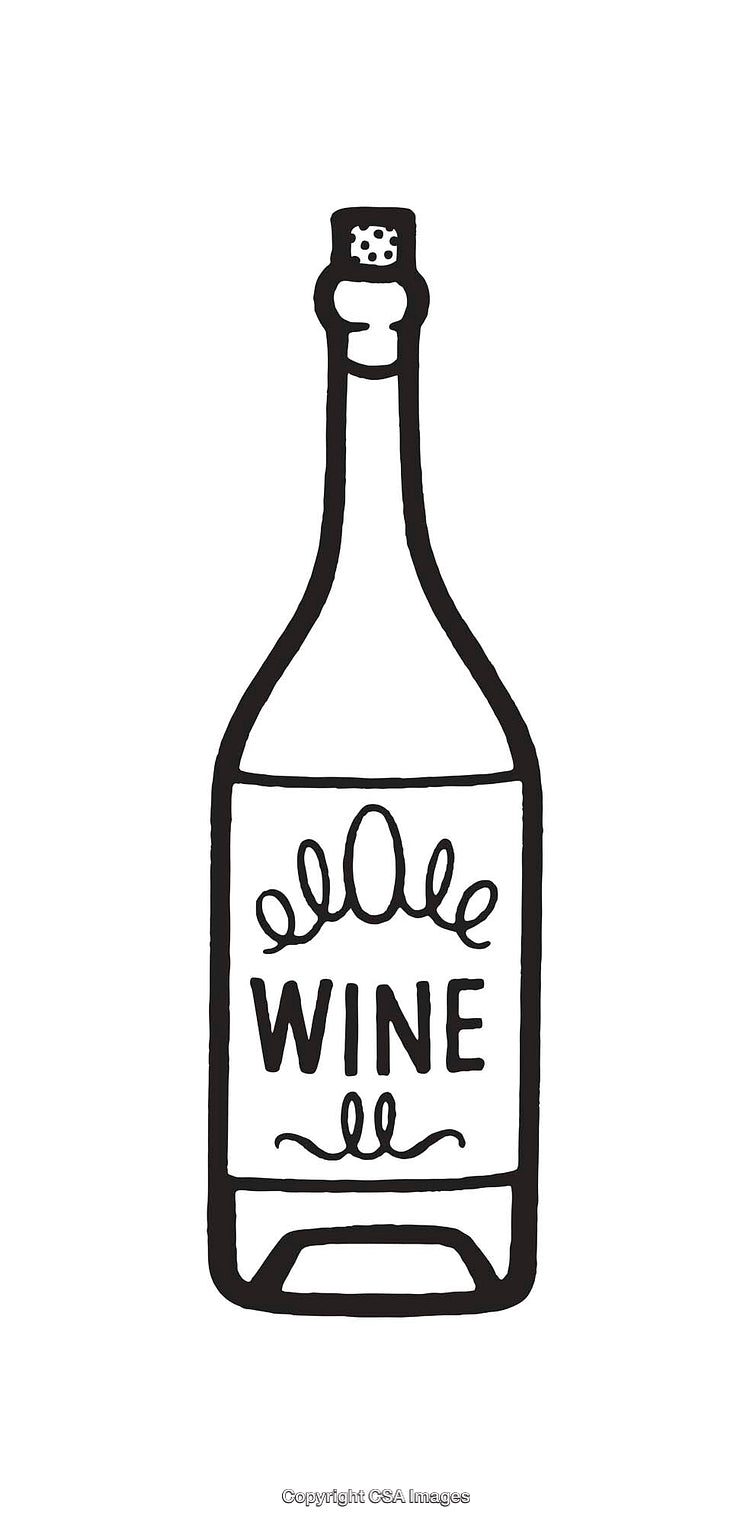 Black and White Line Art of a Wine Bottle Hand-Drawn Illustration
