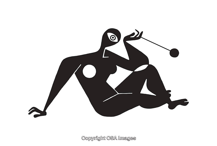 Abstract Black and White Line Art Illustration of a Sitting Figure