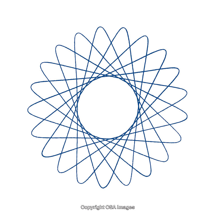 Geometric Blue Spiral Outline With Circular Mandala Shape