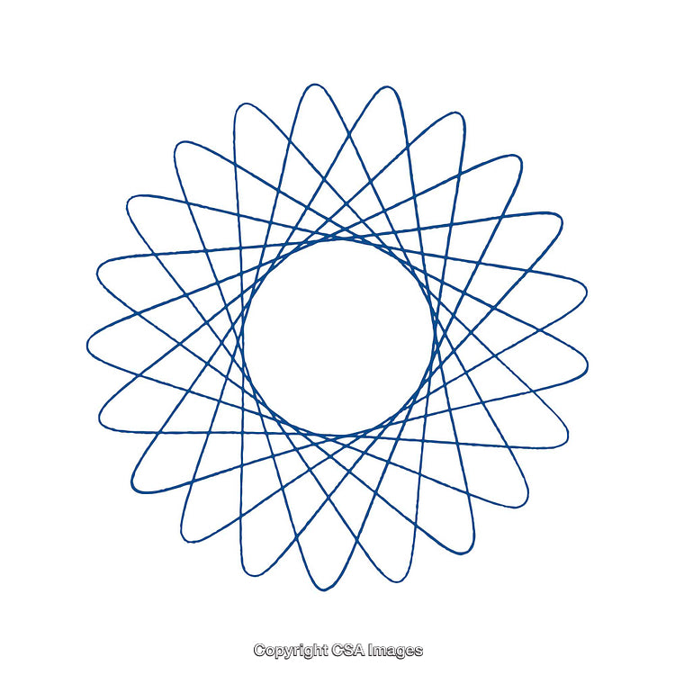 Geometric Blue Spiral Outline With Circular Mandala Shape