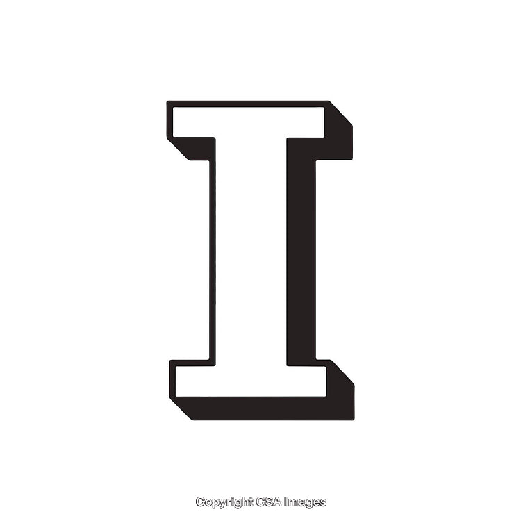 Black and White Stylized Letter I With Shadow Accent