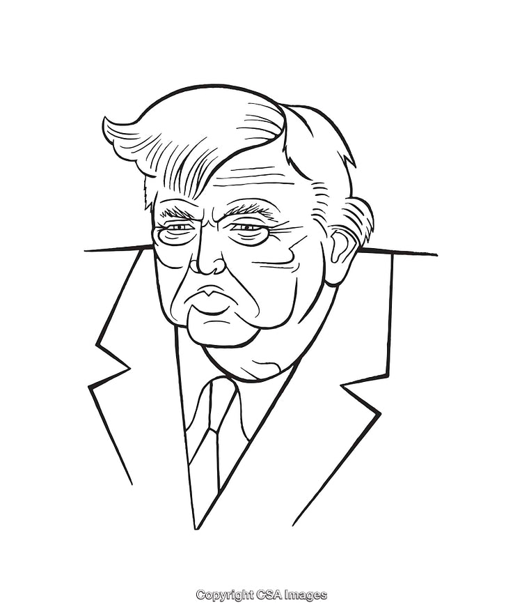 Black and White Line Art Illustration of a Man's Serious Expression