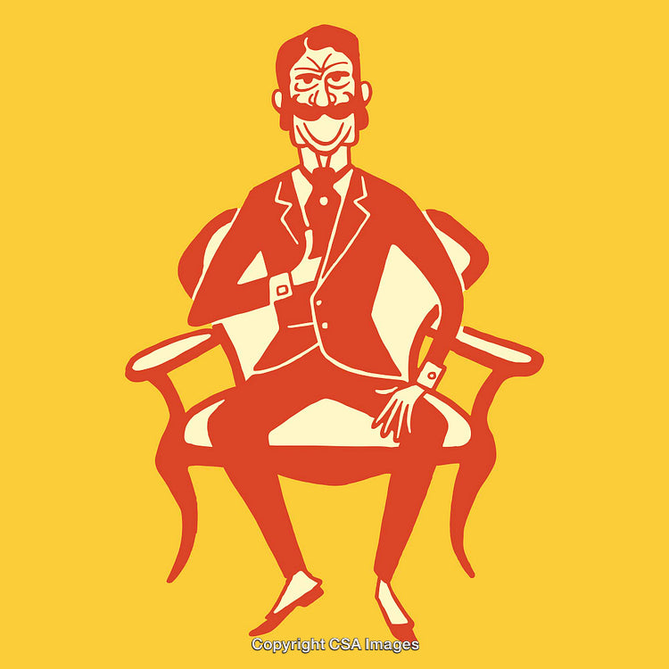 Whimsical Line Art Illustration of Classy Gentleman in Chair