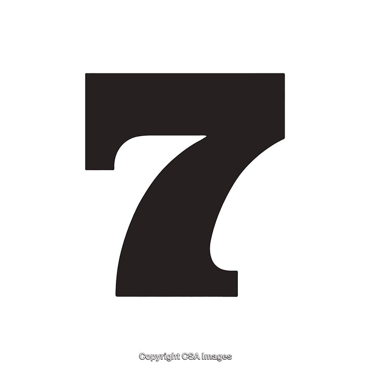 Bold Stylized Black Number Seven on White Background