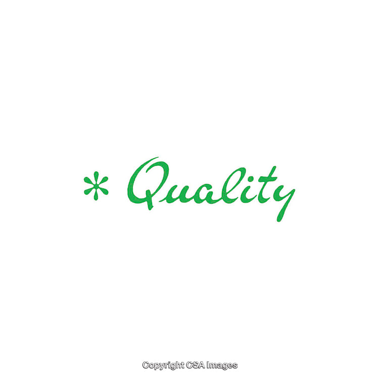 Green Handwritten Style Text Featuring The Word 'Quality' on White